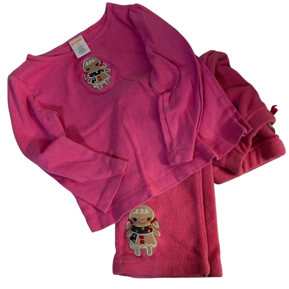 Y2K Gymboree 2013 Gingerbread Fleece PJ Sleeper set 2 pieces Christmas 3T Girl